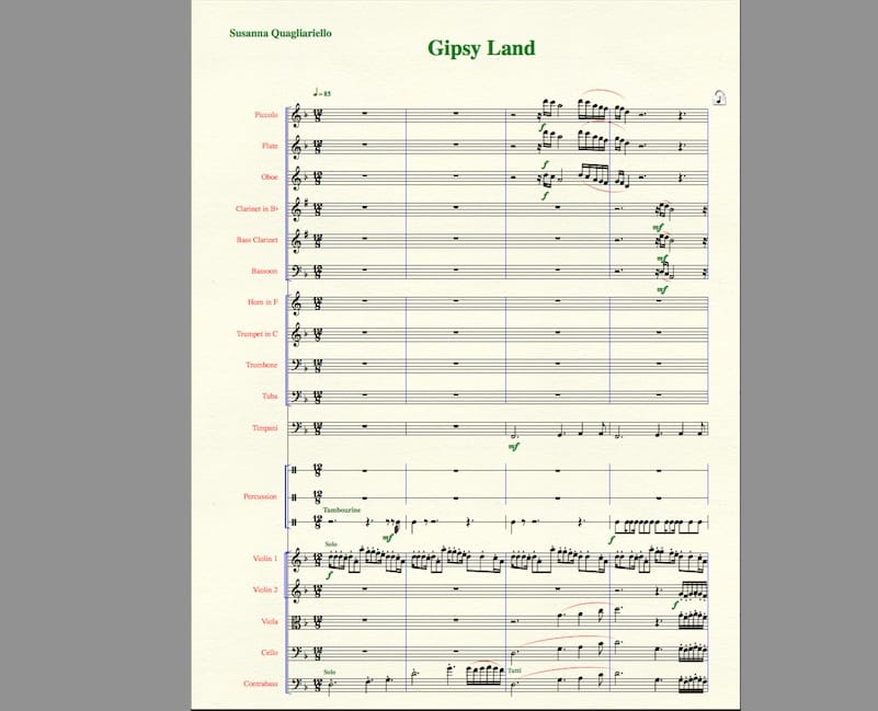 Una partitura creata usando Finale