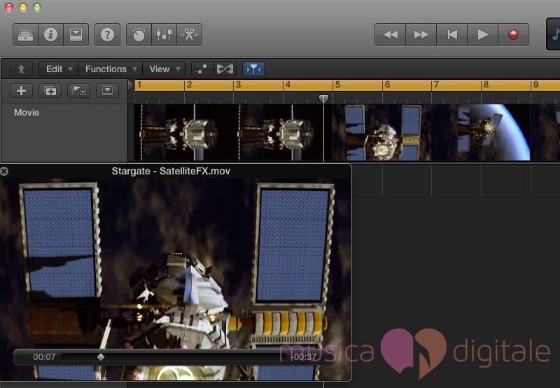 La finestra per la visualizzazione di un video in Logic Pro X