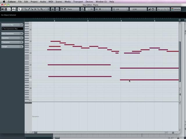 Il Key Editor, la finestra per l'editing e il monitoraggio delle note MIDI