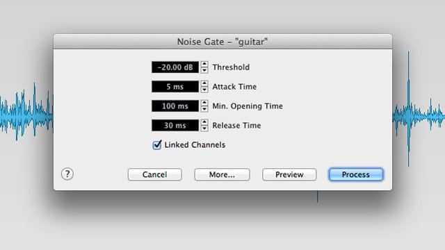 Il pannello del Noise Gate di Cubase