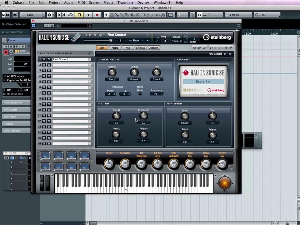 Schermata della HALion Sonic SE, il sample player di serie in Cubase 6.