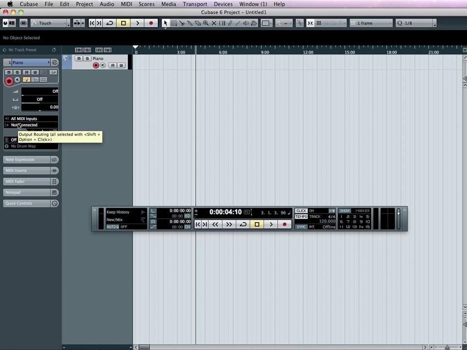 Gli slot di Input e Output di Cubase 6, per impostare il flusso audio.